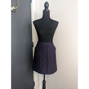 Tommy Hilfiger Navy and Red Cotton Blend Anchor Print Mini Skirt -‎ 6